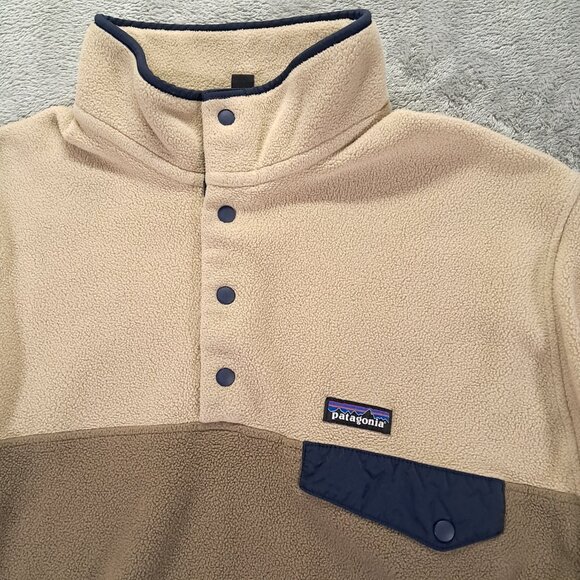 Patagonia Sweater Men M Synchilla Snap-T Fleece Beige Brown Pullover 25580 - Picture 2 of 9